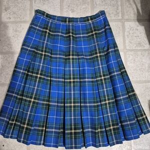 Blue and Green Plaid A-Line Skirt